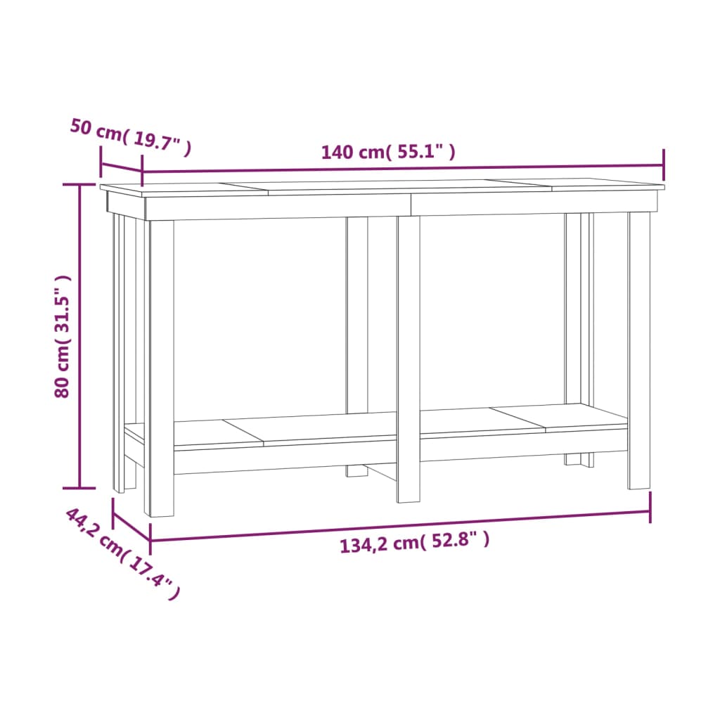 vidaXL Banc de travail 140x50x80 cm Bois de pin massif