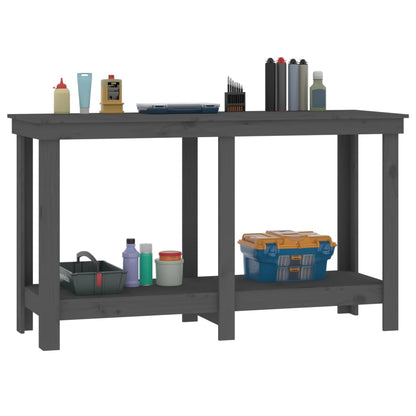 vidaXL Banc de travail Gris 140x50x80 cm Bois de pin massif