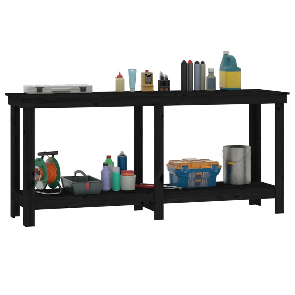 vidaXL Banc de travail Noir 180x50x80 cm Bois de pin massif