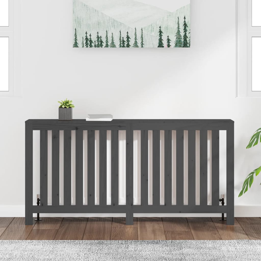 vidaXL Cache-radiateur Gris 169x19x84 cm Bois massif de pin