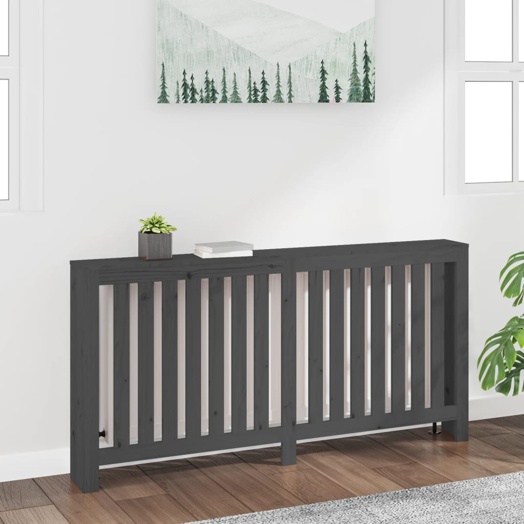 vidaXL Cache-radiateur Gris 169x19x84 cm Bois massif de pin