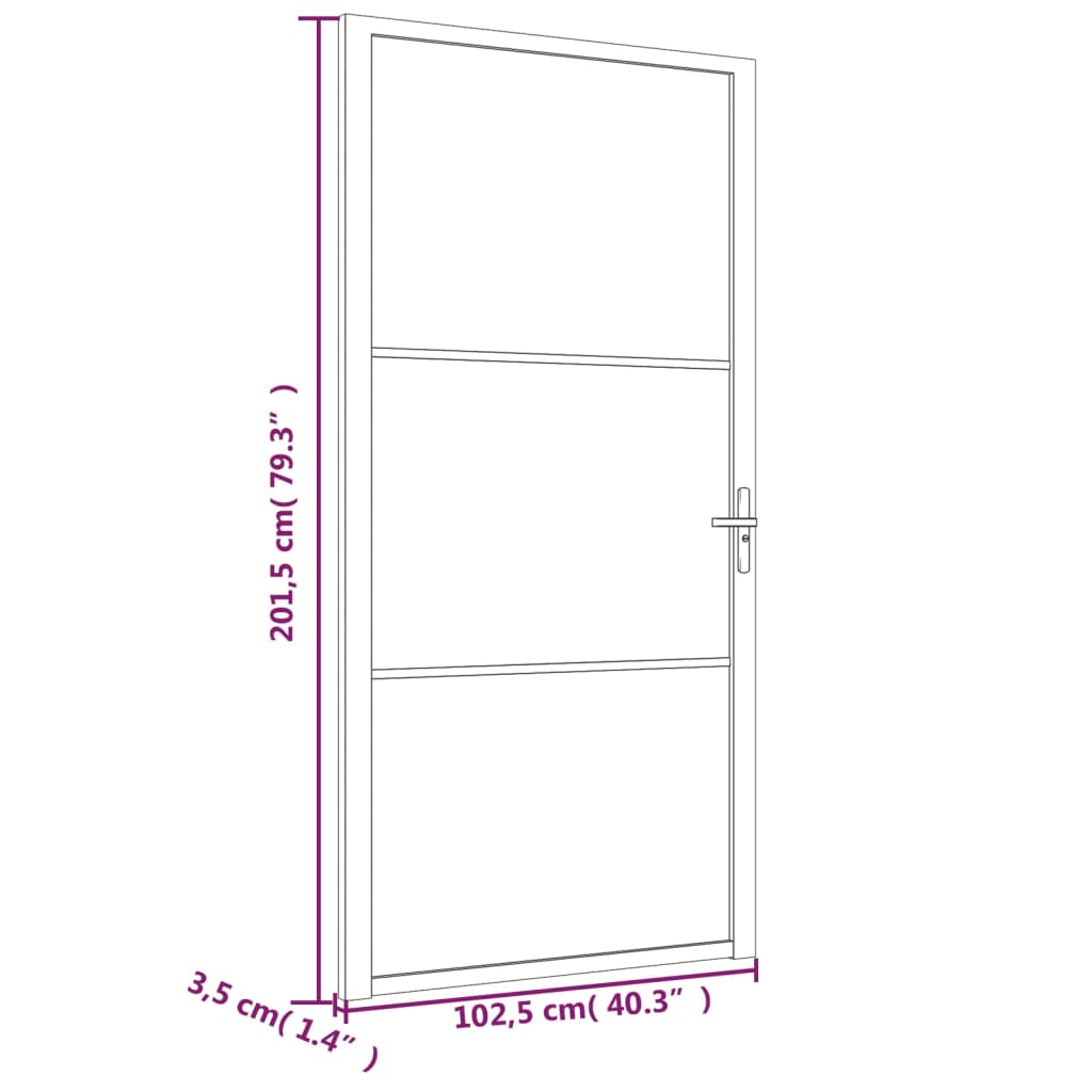 vidaXL Porte intérieure 102,5x201,5 cm Noir Verre mat et aluminium
