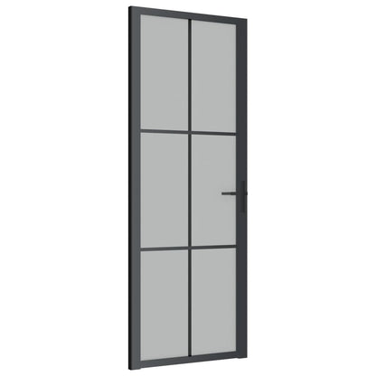 vidaXL Porte intérieure 76x201,5 cm Noir Verre mat et aluminium
