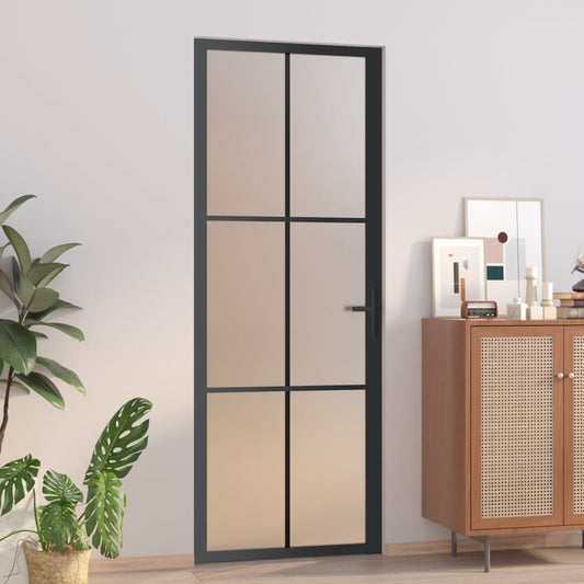 vidaXL Porte intérieure 76x201,5 cm Noir Verre mat et aluminium