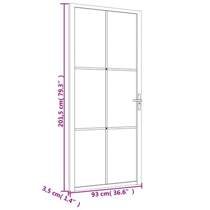 vidaXL Porte intérieure 93x201,5 cm Noir Verre mat et aluminium