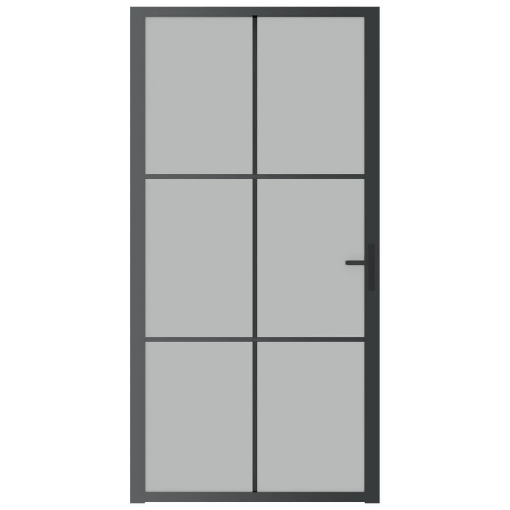 vidaXL Porte intérieure 102,5x201,5 cm Noir Verre mat et aluminium