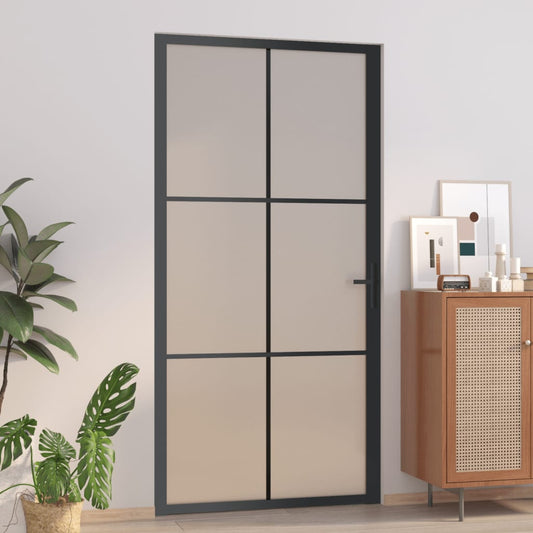 vidaXL Porte intérieure 102,5x201,5 cm Noir Verre mat et aluminium
