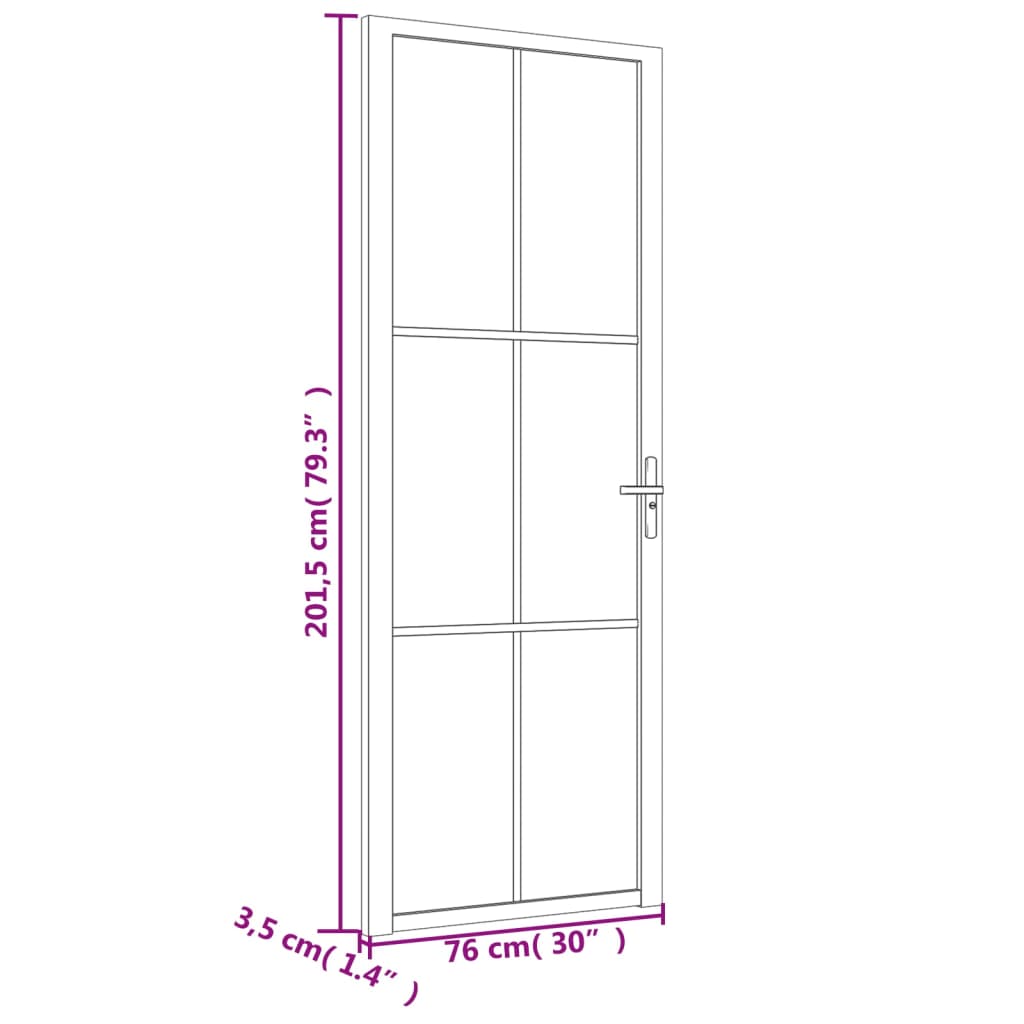 vidaXL Porte intérieure 76x201,5 cm Noir Verre ESG et aluminium