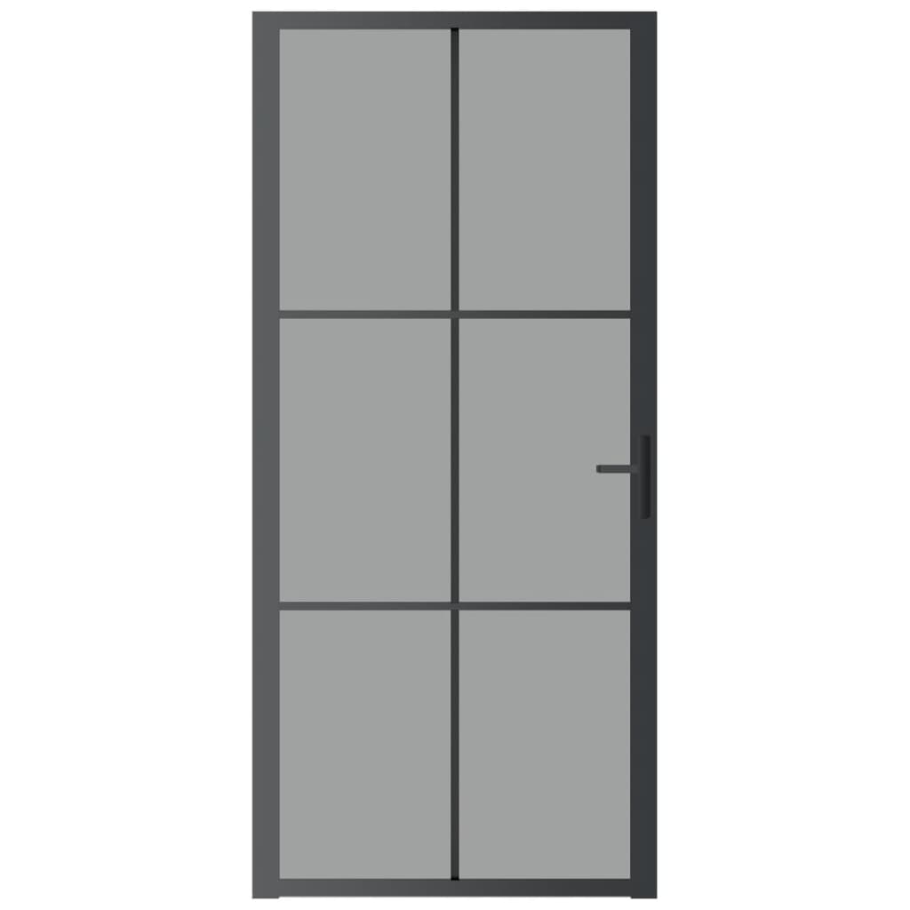 vidaXL Porte intérieure 93x201,5 cm Noir Verre ESG et aluminium