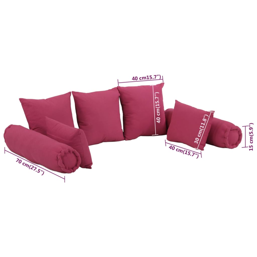 vidaXL Ensemble d'oreillers décoratifs 7 pcs Rose Tissu