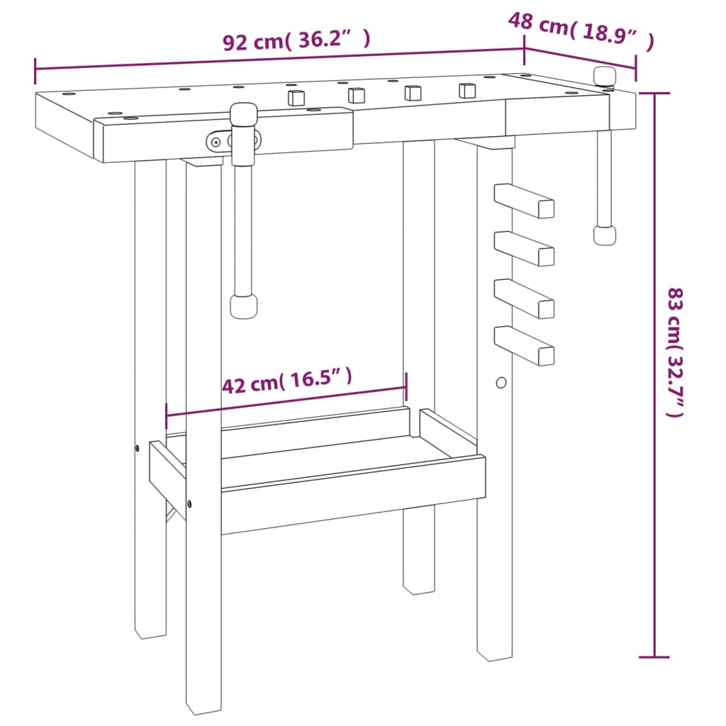 vidaXL Établi avec étaux 92x48x83 cm Bois massif d'acacia