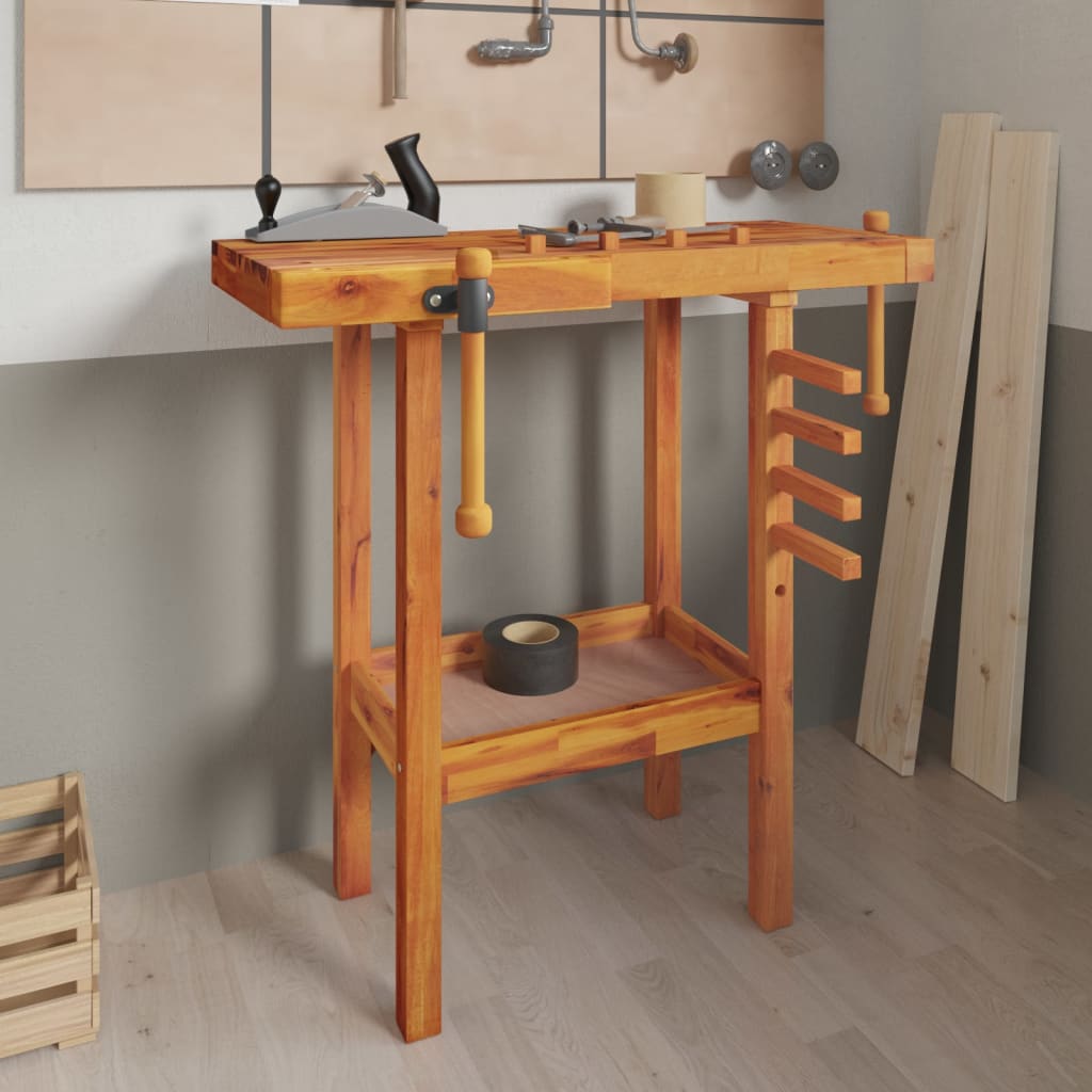 vidaXL Établi avec étaux 92x48x83 cm Bois massif d'acacia