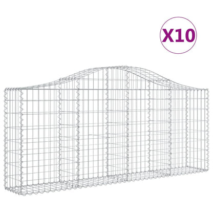 vidaXL Paniers à gabions arqués 10 pcs 200x30x80/100 cm Fer galvanisé