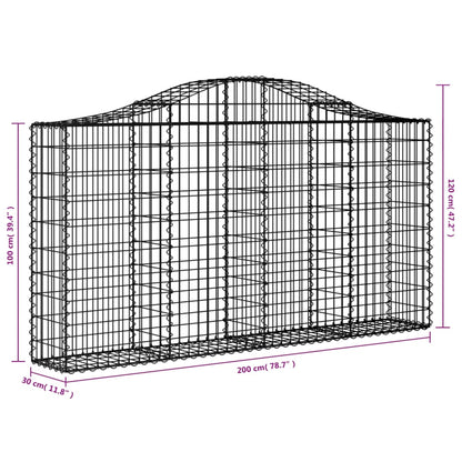 vidaXL Paniers à gabions arqués 8 pcs 200x30x100/120 cm Fer galvanisé