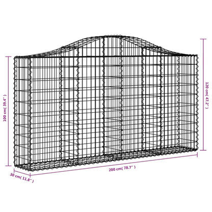 vidaXL Paniers à gabions arqués 11 pcs 200x30x100/120 cm Fer galvanisé