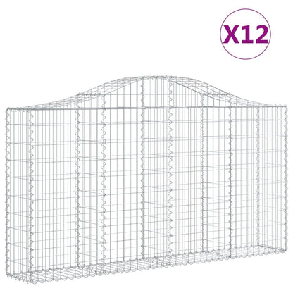 vidaXL Paniers à gabions arqués 12 pcs 200x30x100/120 cm Fer galvanisé