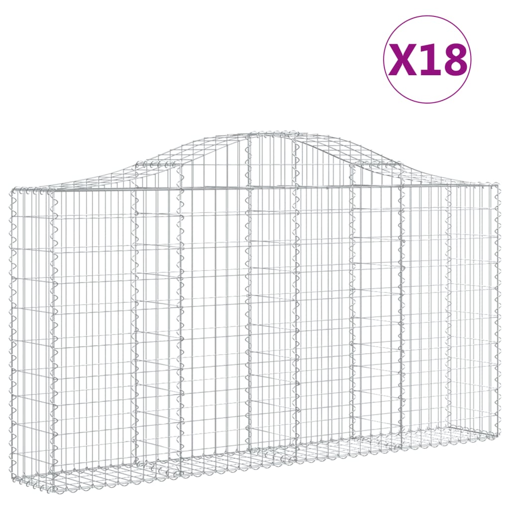 vidaXL Paniers à gabions arqués 18 pcs 200x30x100/120 cm Fer galvanisé