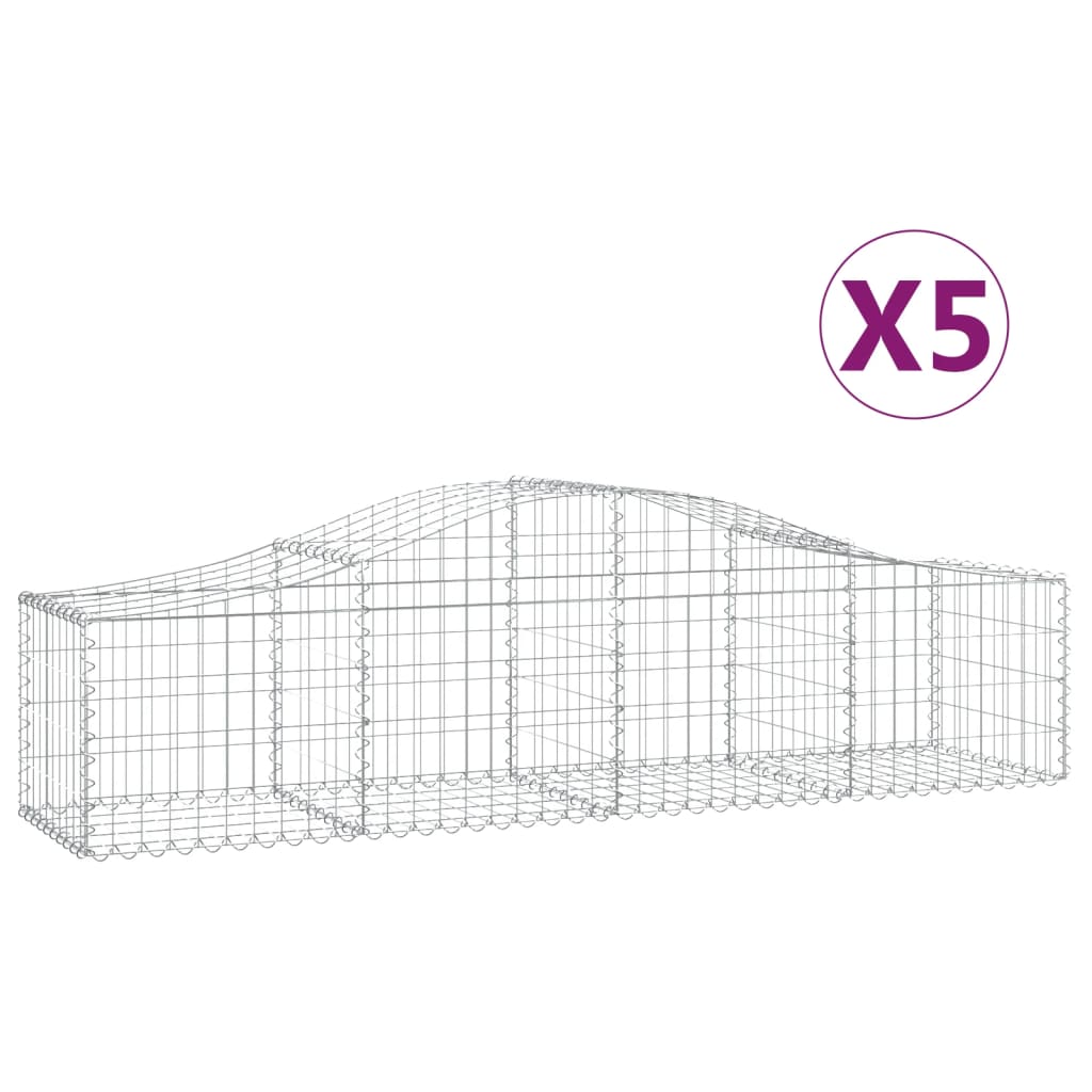 vidaXL Paniers à gabions arqués 5 pcs 200x50x40/60 cm fer galvanisé