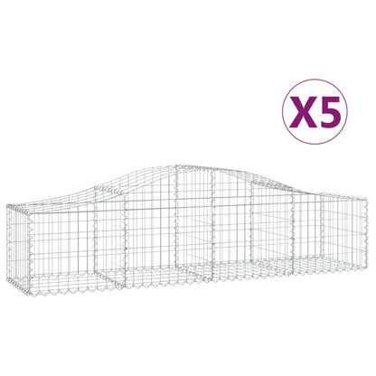 vidaXL Paniers à gabions arqués 5 pcs 200x50x40/60 cm fer galvanisé