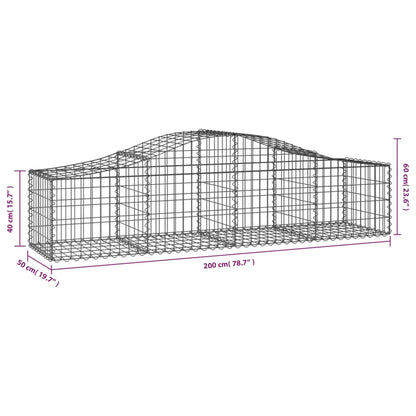 vidaXL Paniers à gabions arqués 5 pcs 200x50x40/60 cm fer galvanisé