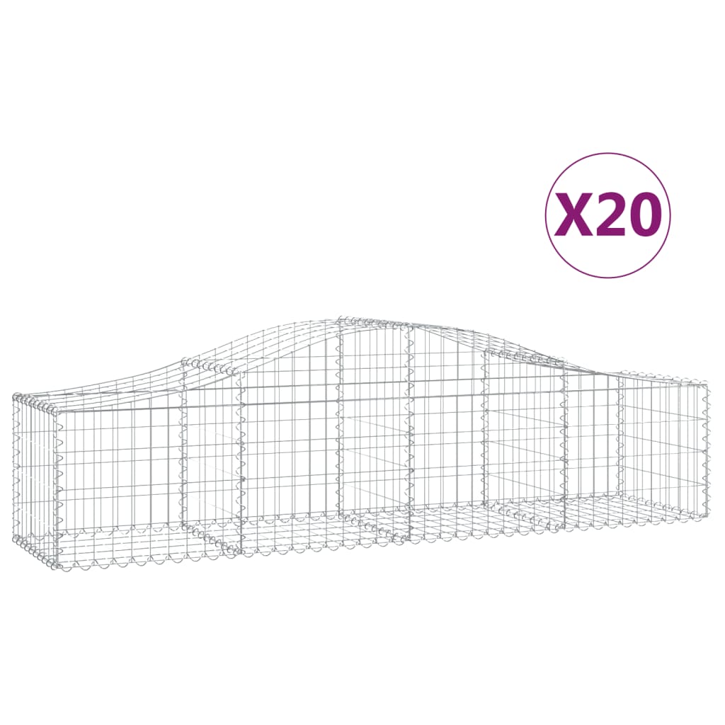 vidaXL Paniers à gabions arqués 20 pcs 200x50x40/60 cm fer galvanisé