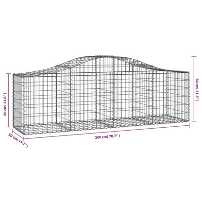 vidaXL Paniers à gabions arqués 15 pcs 200x50x60/80 cm fer galvanisé