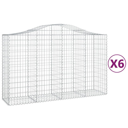 vidaXL Paniers à gabions arqués 6 pcs 200x50x120/140 cm Fer galvanisé