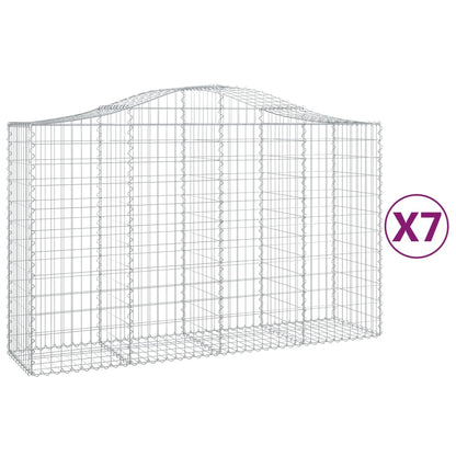 vidaXL Paniers à gabions arqués 7 pcs 200x50x120/140 cm Fer galvanisé