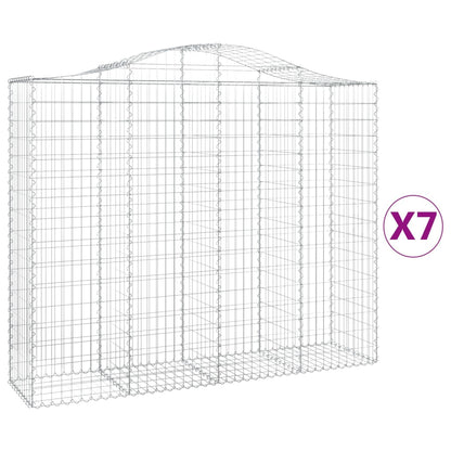 vidaXL Paniers à gabions arqués 7 pcs 200x50x160/180 cm Fer galvanisé