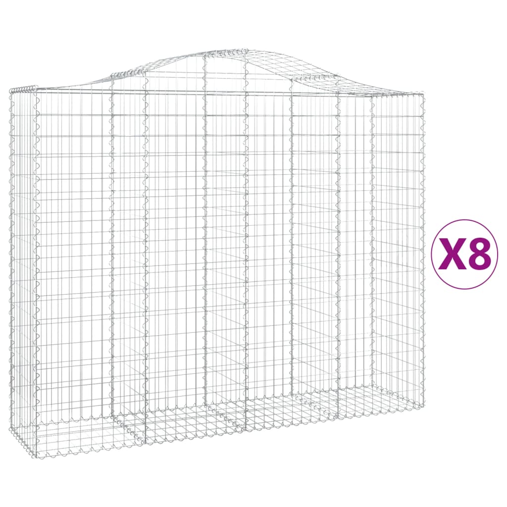 vidaXL Paniers à gabions arqués 8 pcs 200x50x160/180 cm Fer galvanisé