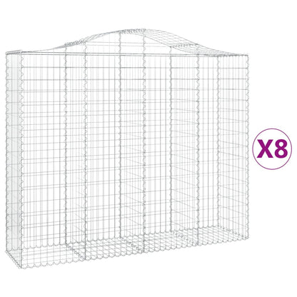 vidaXL Paniers à gabions arqués 8 pcs 200x50x160/180 cm Fer galvanisé