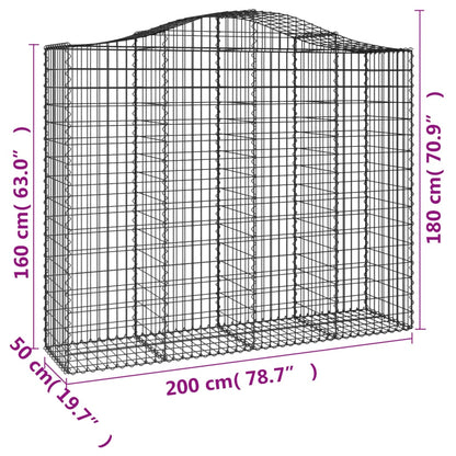 vidaXL Paniers à gabions arqués 8 pcs 200x50x160/180 cm Fer galvanisé