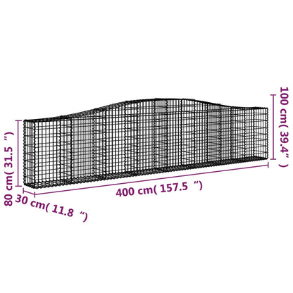 vidaXL Paniers à gabions arqués 10 pcs 400x30x80/100 cm Fer galvanisé