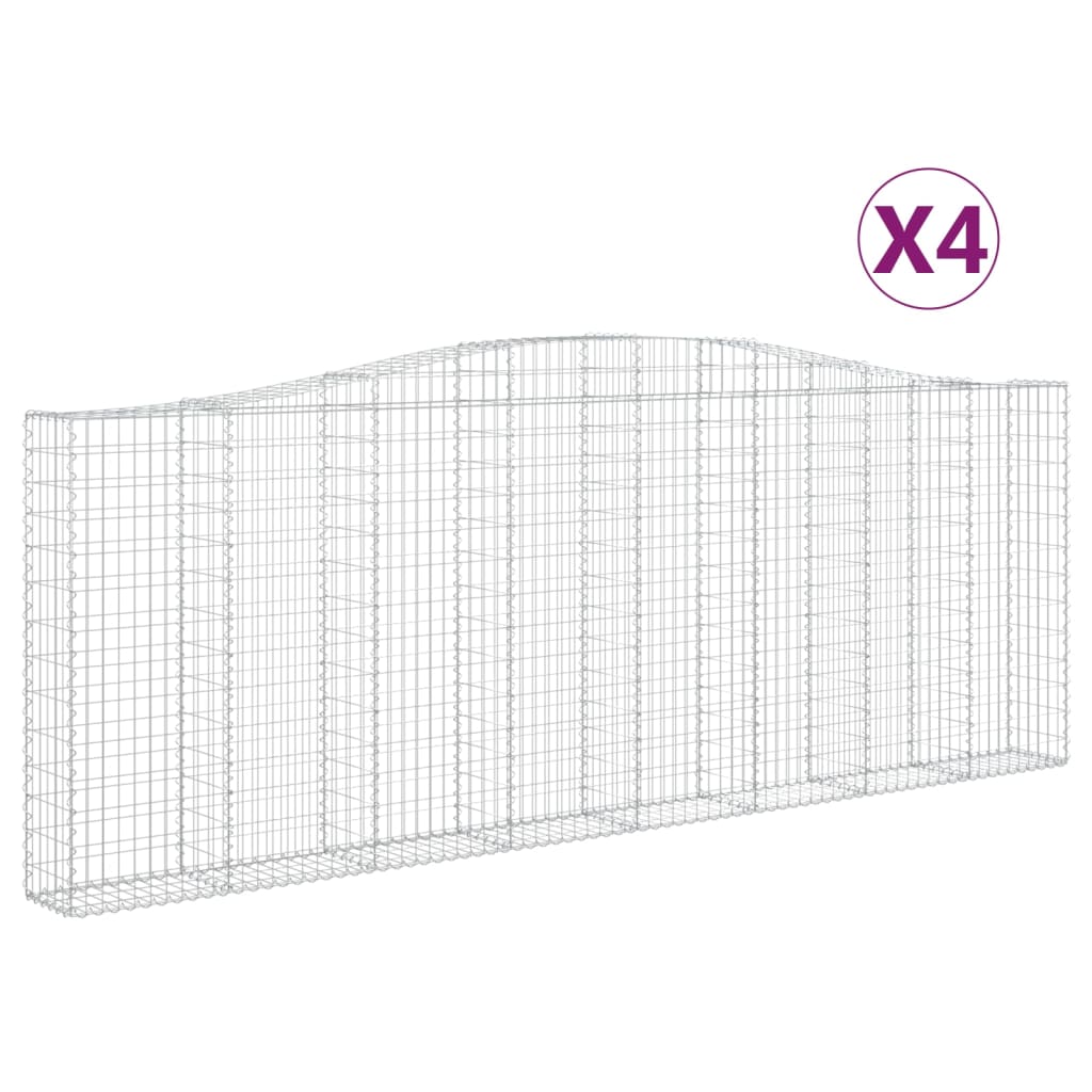 vidaXL Paniers à gabions arqués 4 pcs 400x30x140/160 cm Fer galvanisé