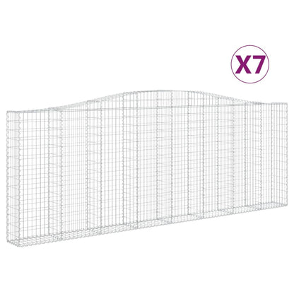 vidaXL Paniers à gabions arqués 7 pcs 400x30x140/160 cm Fer galvanisé