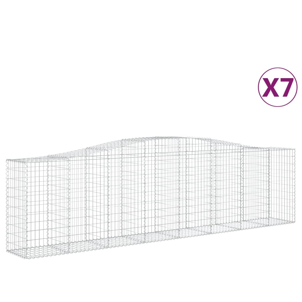 vidaXL Paniers à gabions arqués 7 pcs 400x50x100/120 cm Fer galvanisé