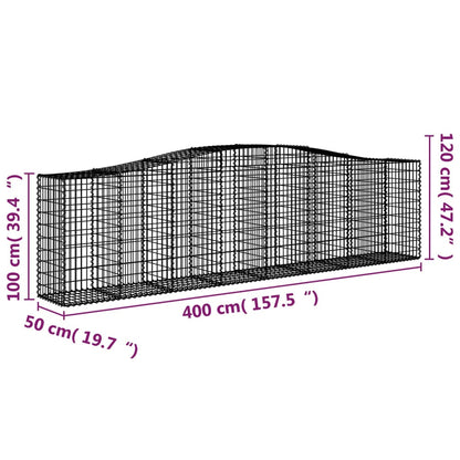 vidaXL Paniers à gabions arqués 7 pcs 400x50x100/120 cm Fer galvanisé