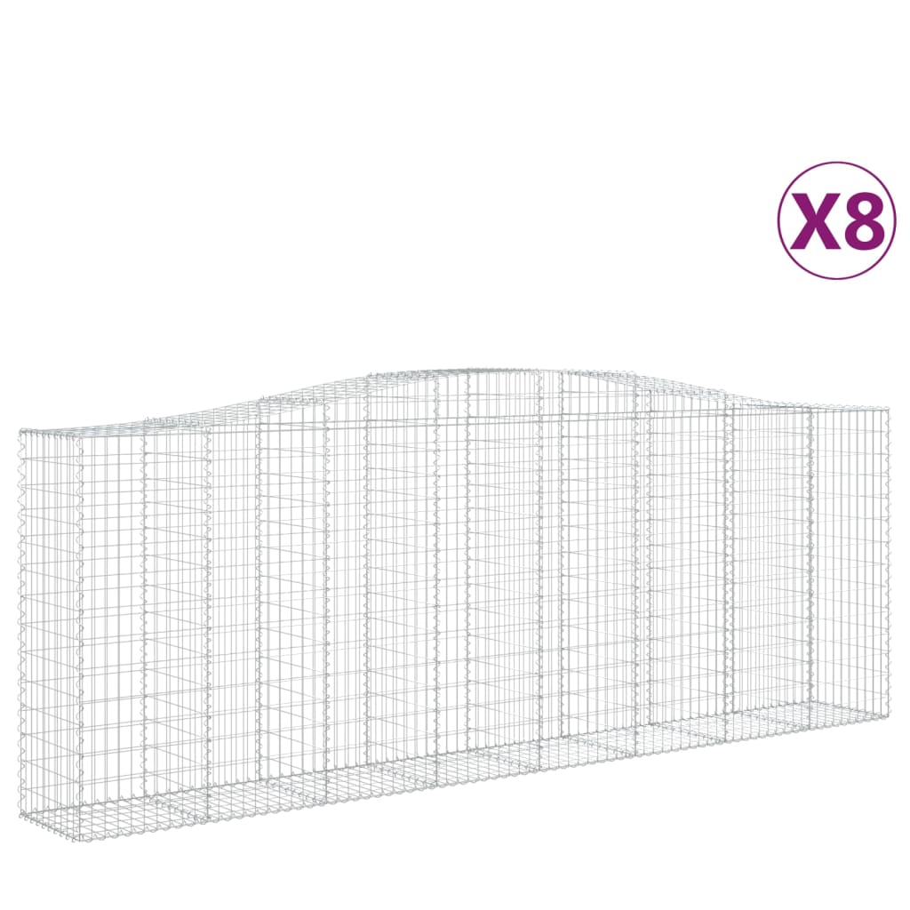 vidaXL Paniers à gabions arqués 8 pcs 400x50x140/160 cm Fer galvanisé