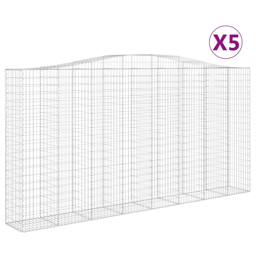 vidaXL Paniers à gabions arqués 5 pcs 400x50x200/220 cm Fer galvanisé