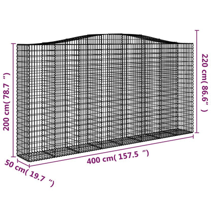 vidaXL Paniers à gabions arqués 5 pcs 400x50x200/220 cm Fer galvanisé
