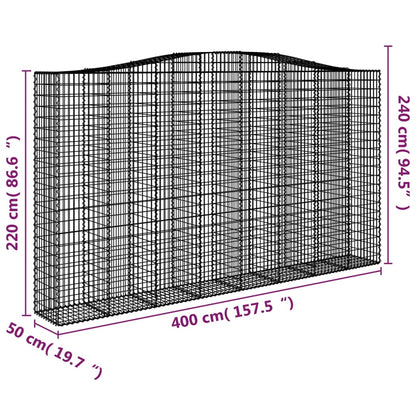 vidaXL Paniers à gabions arqués 2 pcs 400x50x220/240 cm Fer galvanisé