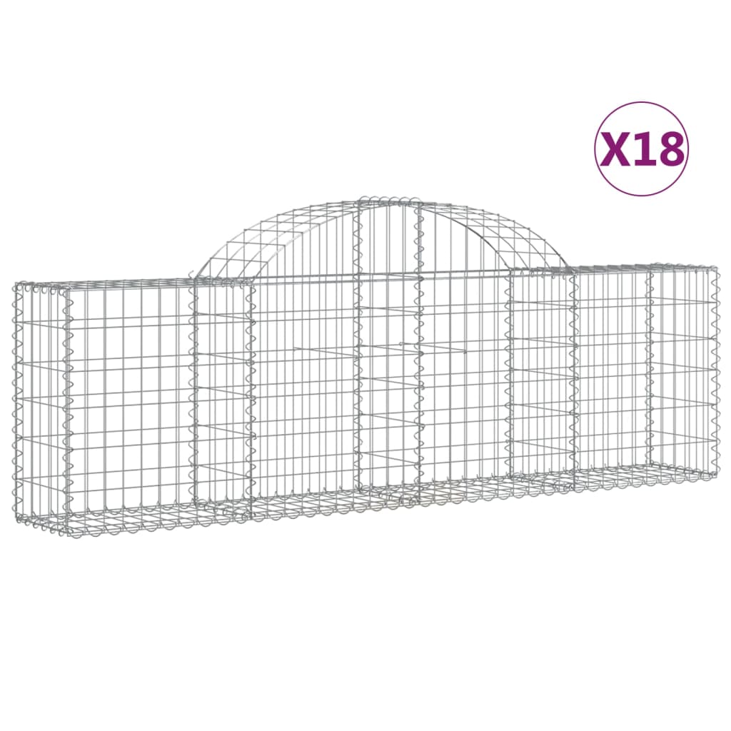 vidaXL Paniers à gabions arqués 18 pcs 200x30x60/80 cm Fer galvanisé