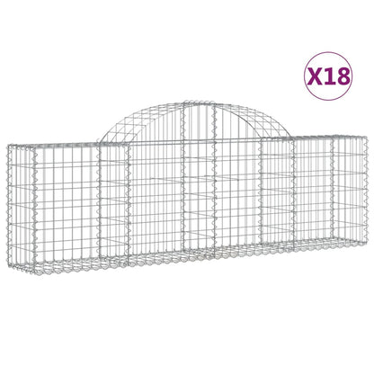 vidaXL Paniers à gabions arqués 18 pcs 200x30x60/80 cm Fer galvanisé