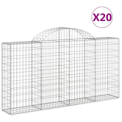 vidaXL Paniers à gabions arqués 20 pcs 200x30x100/120 cm Fer galvanisé