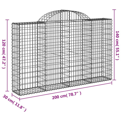 vidaXL Paniers à gabions arqués 3 pcs 200x30x120/140 cm Fer galvanisé