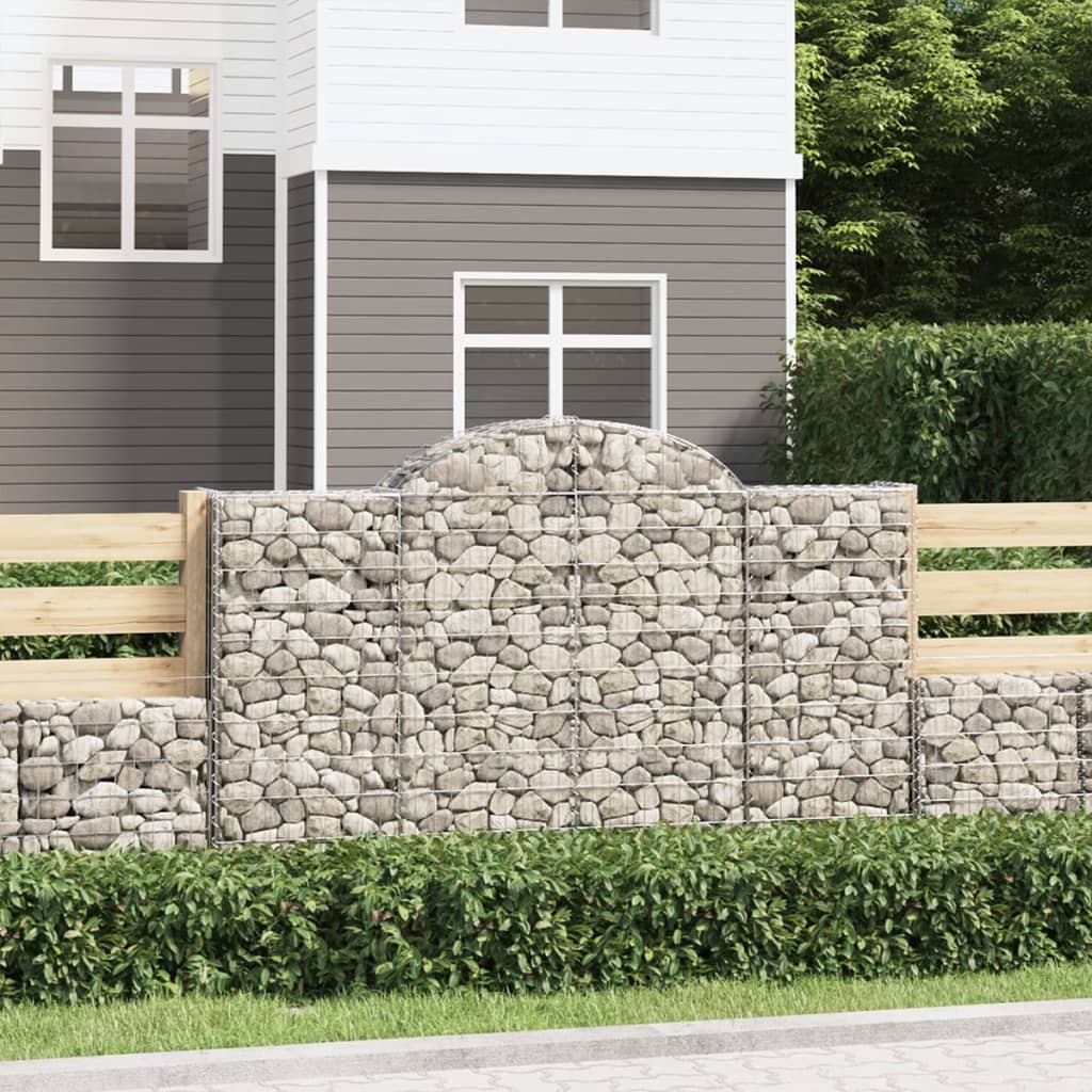 vidaXL Paniers à gabions arqués 3 pcs 200x30x120/140 cm Fer galvanisé