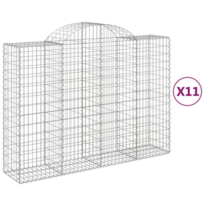 vidaXL Paniers à gabions arqués 11 pcs 200x50x140/160 cm Fer galvanisé