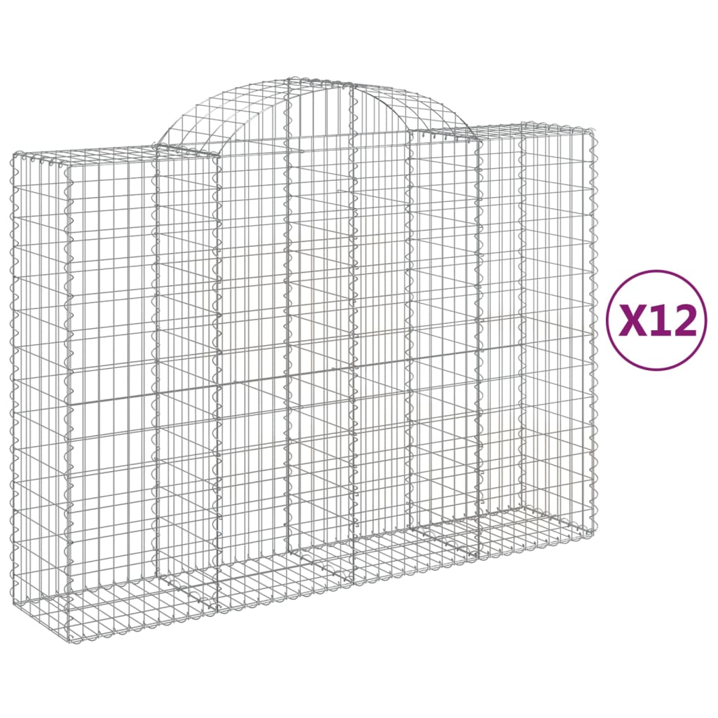 vidaXL Paniers à gabions arqués 12 pcs 200x50x140/160 cm Fer galvanisé