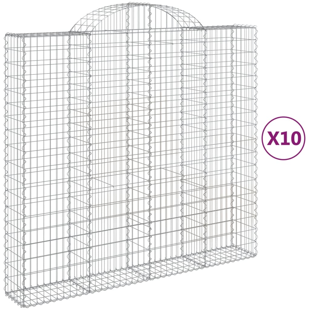 vidaXL Paniers à gabions arqués 10 pcs 200x50x180/200 cm Fer galvanisé