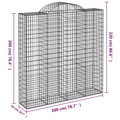 vidaXL Paniers à gabions arqués 2 pcs 200x50x200/220 cm Fer galvanisé